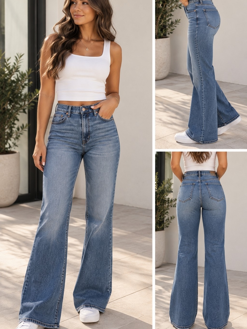 High-Rise Wide Leg Jeans in Light Blue Size 10